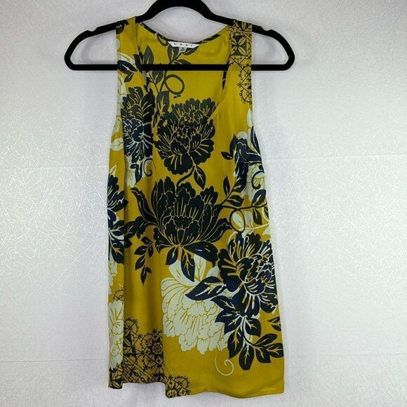 CAbi Bali Yellow Floral Silk Blend Racerback Tank S - Picture 2 of 5